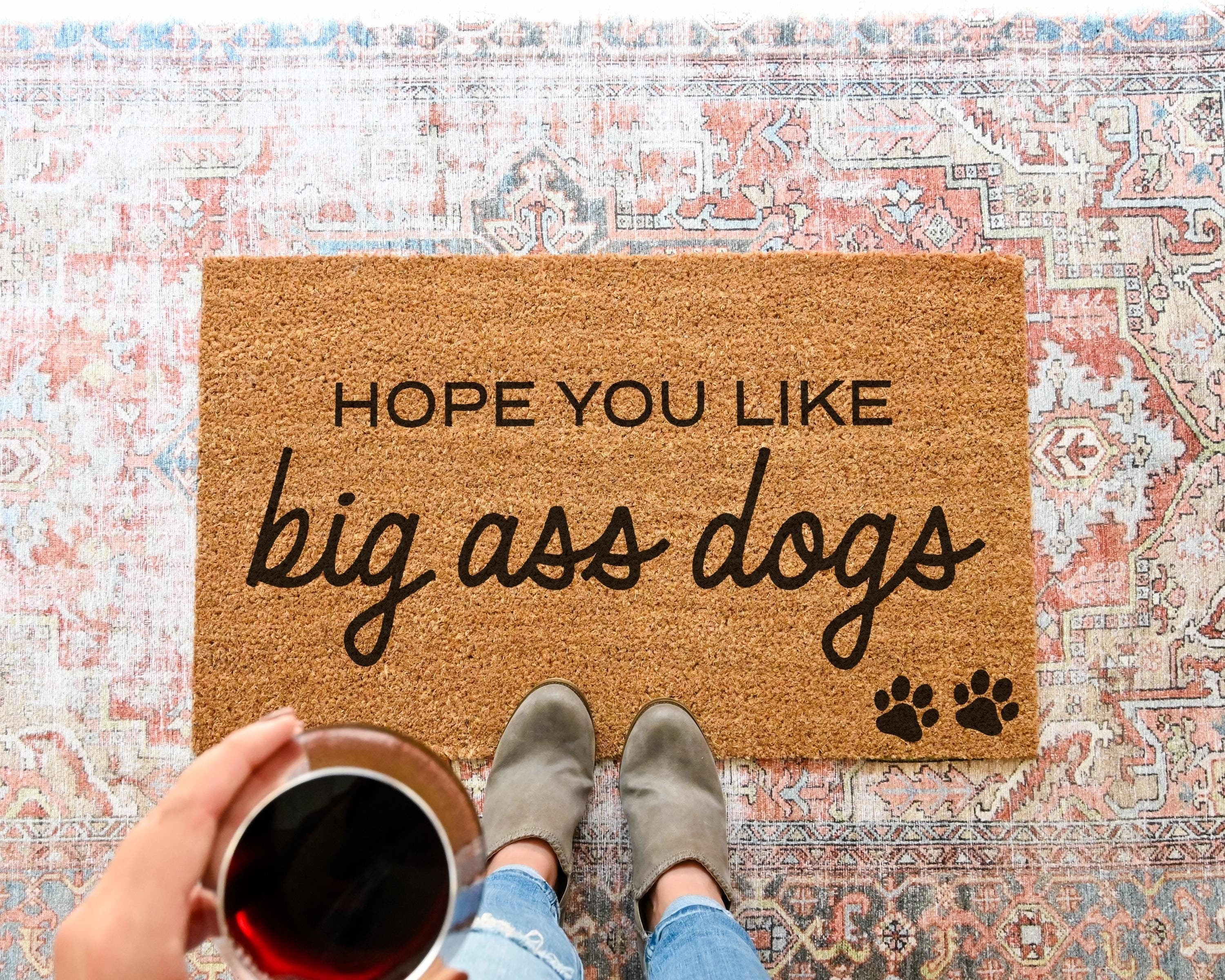 Funny 'Hope You Like Big Ass Dogs' Coir Doormat