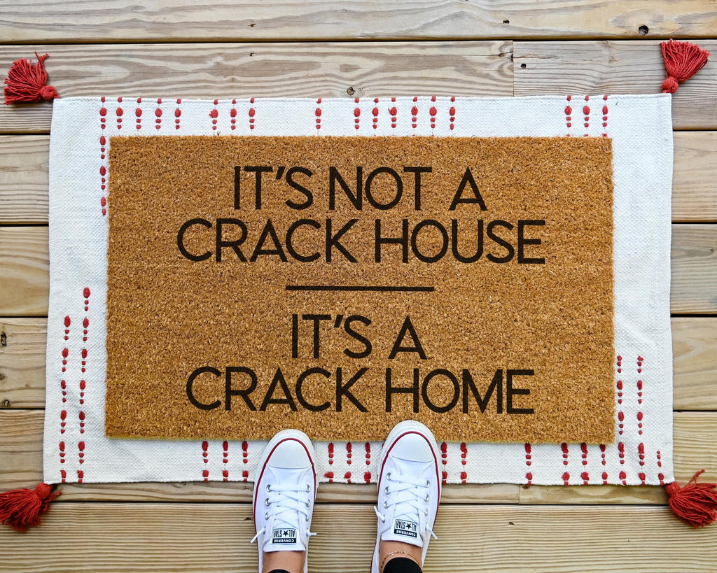 HamlinRowShop Not a Crack House Crack Home Coir Door Mat