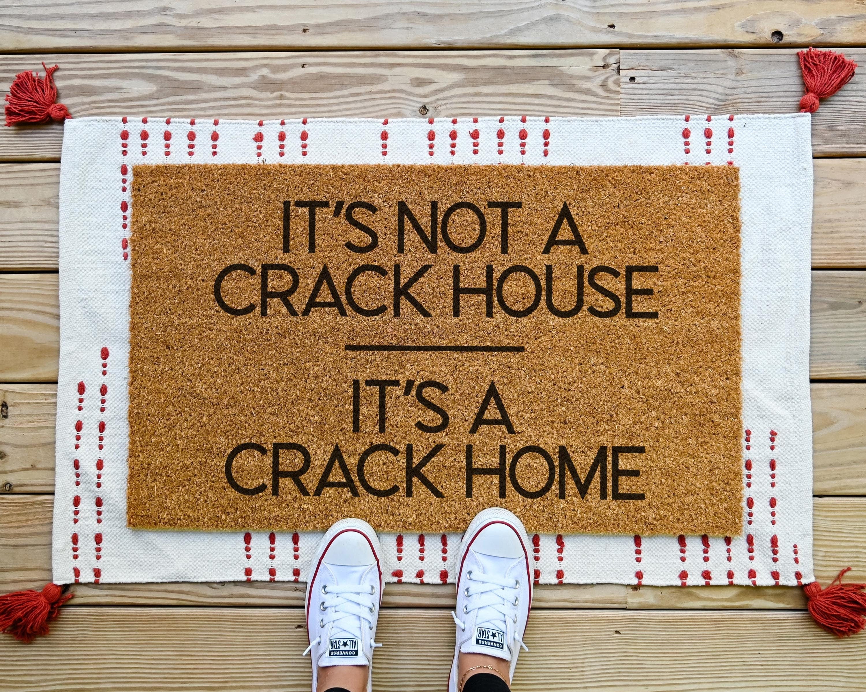 HamlinRowShop Not a Crack House Crack Home Coir Door Mat