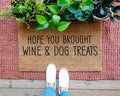 Wine And Dog Treats Funny Coir Doormat Welcome Mat