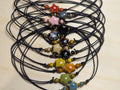 NoctemPottery Ceramic Star Bead Pendant Necklace Adjustable Black Cord Choker