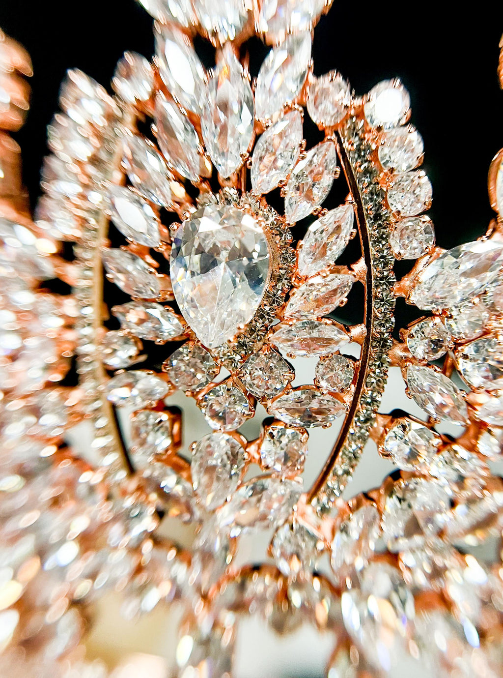 HappyJewelryWorld Zirconia Rose Gold Tiara Crystal Wedding Crown Prom Headpiece