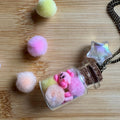 VanillaStarCafe Cotton Candy Kirby in a Jar Charm with 30in Chain