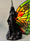 U2Antique Fairy Girl Butterfly Tiffany Table Lamp 8.5in Handmade Stained Glass