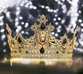 HappyJewelryWorld Gold Black Crystal Crown 23.5in XL