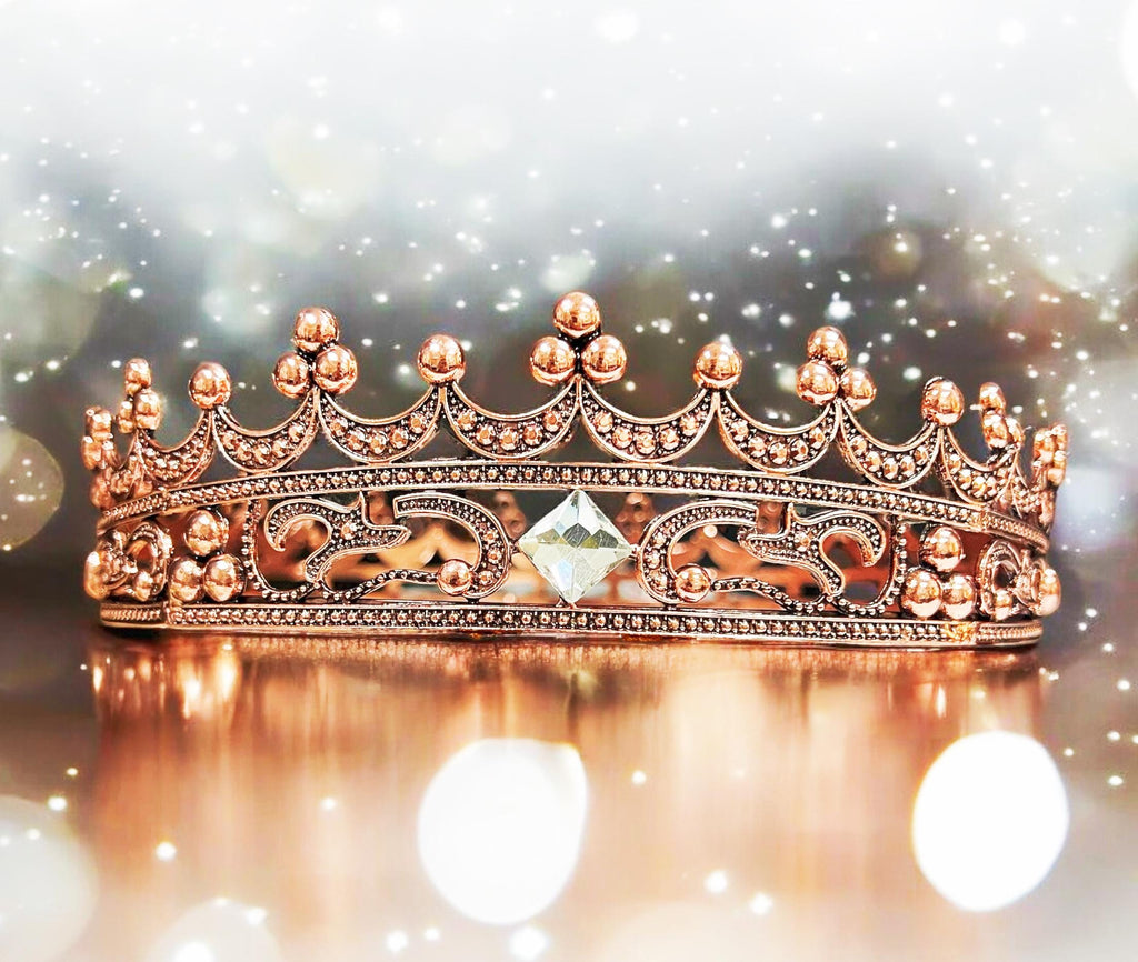 Royal Copper King Crown: Rhinestone Costume Accessory