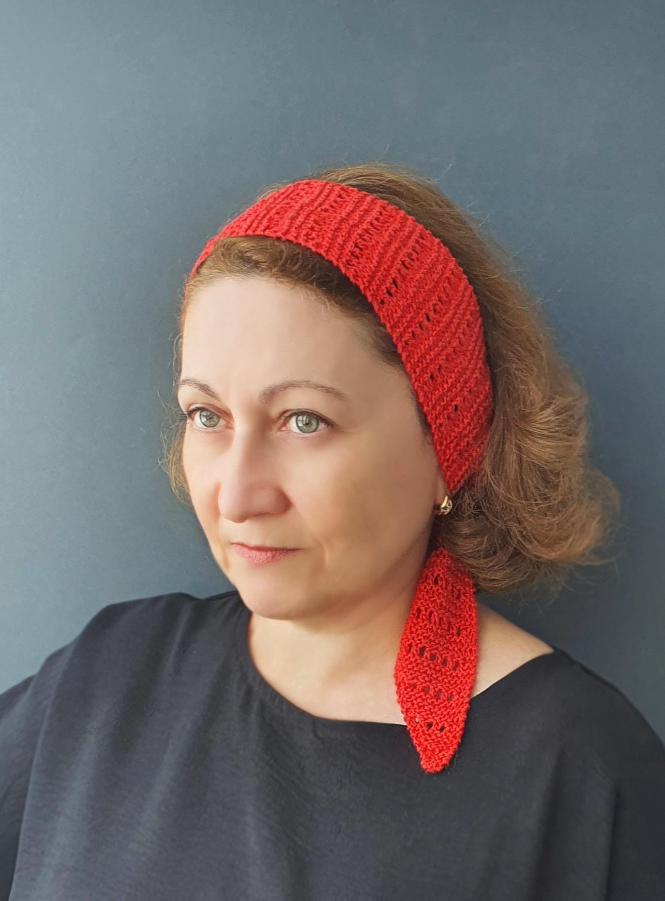 LusiKnits Knit Headband Scarf Pattern Summer Lace Cotton