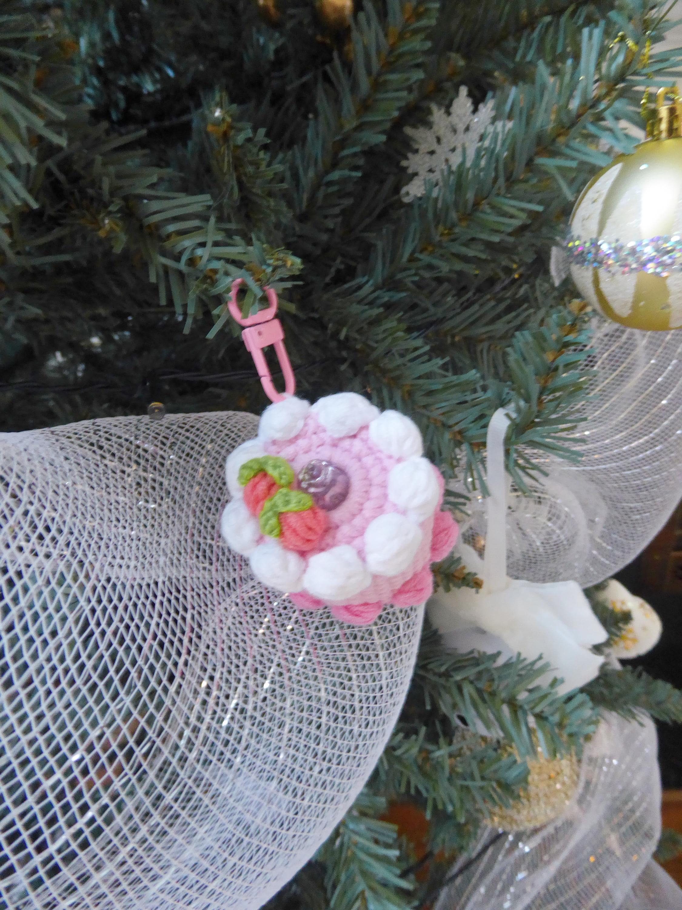 CrochetRecipe Handmade Crochet Birthday Cake Night Light 2.5in Pink