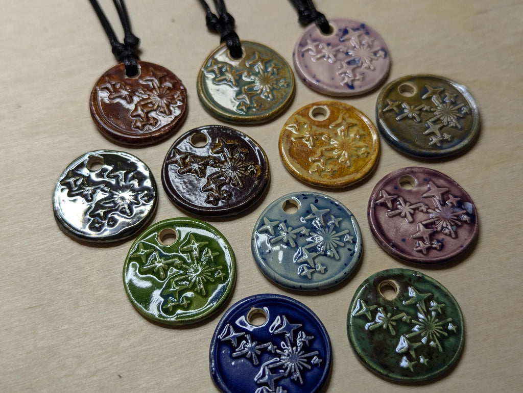 NoctemPottery Ceramic Shining Star Faux Wax Seal Pendant Necklace