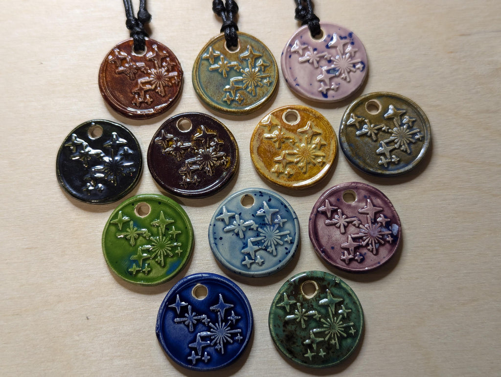 NoctemPottery Ceramic Shining Star Faux Wax Seal Pendant Necklace