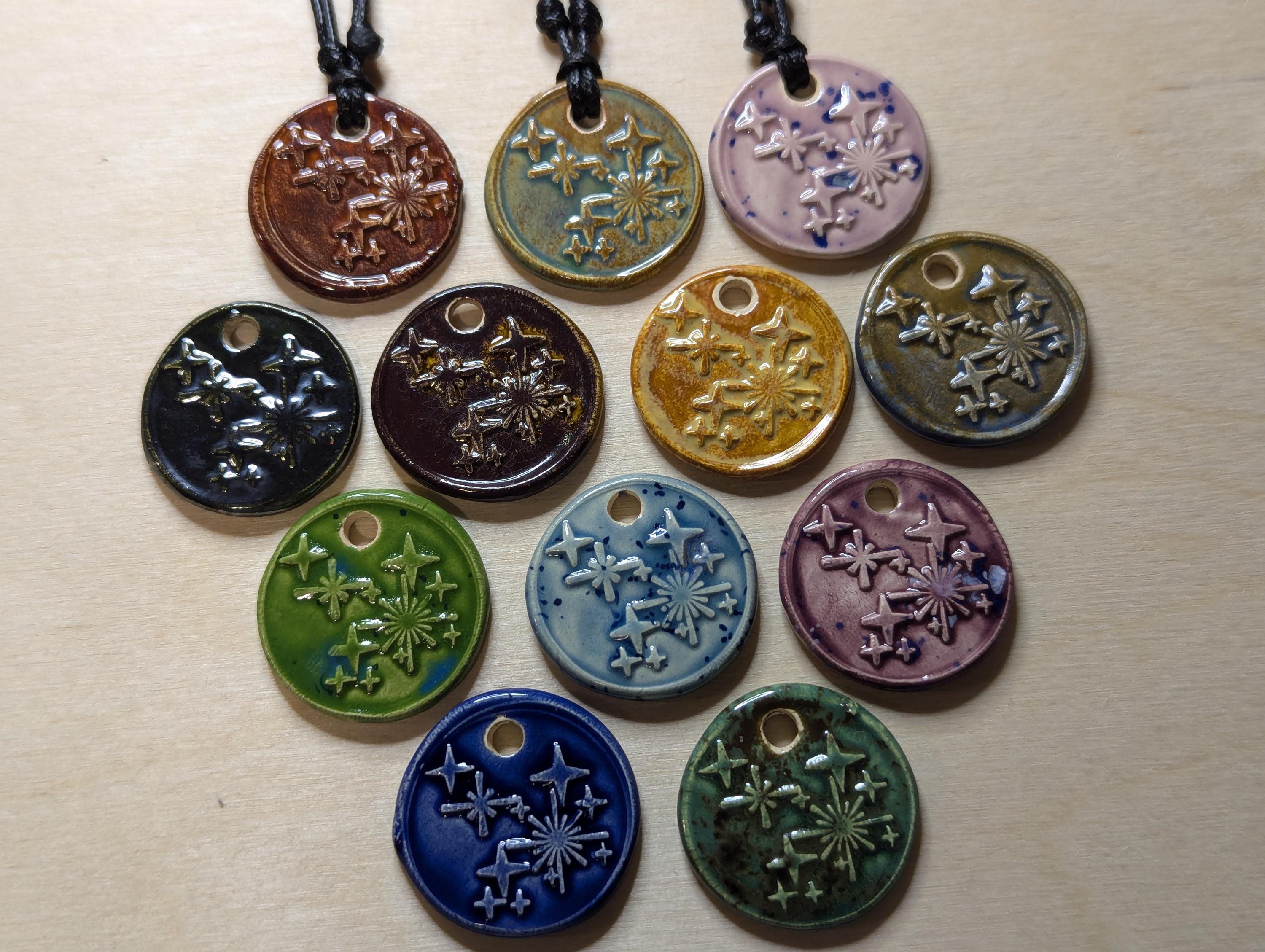 NoctemPottery Ceramic Shining Star Faux Wax Seal Pendant Necklace