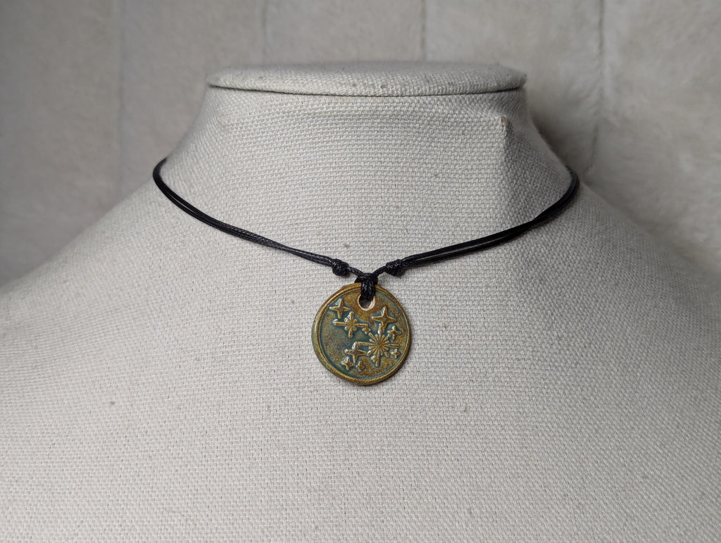 NoctemPottery Ceramic Shining Star Faux Wax Seal Pendant Necklace