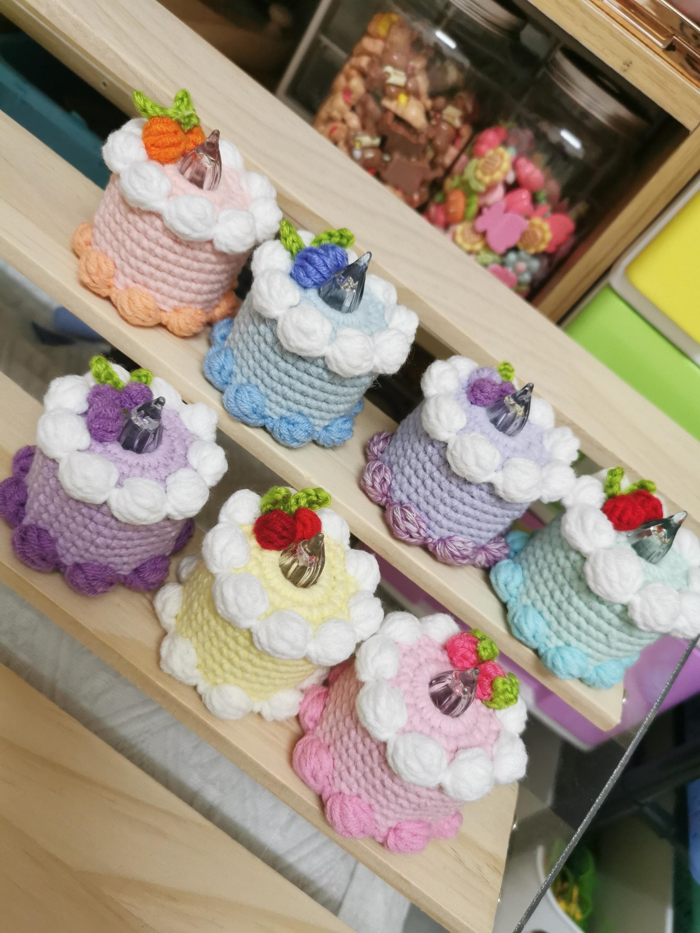 CrochetRecipe Handmade Crochet Birthday Cake Night Light 2.5in Pink