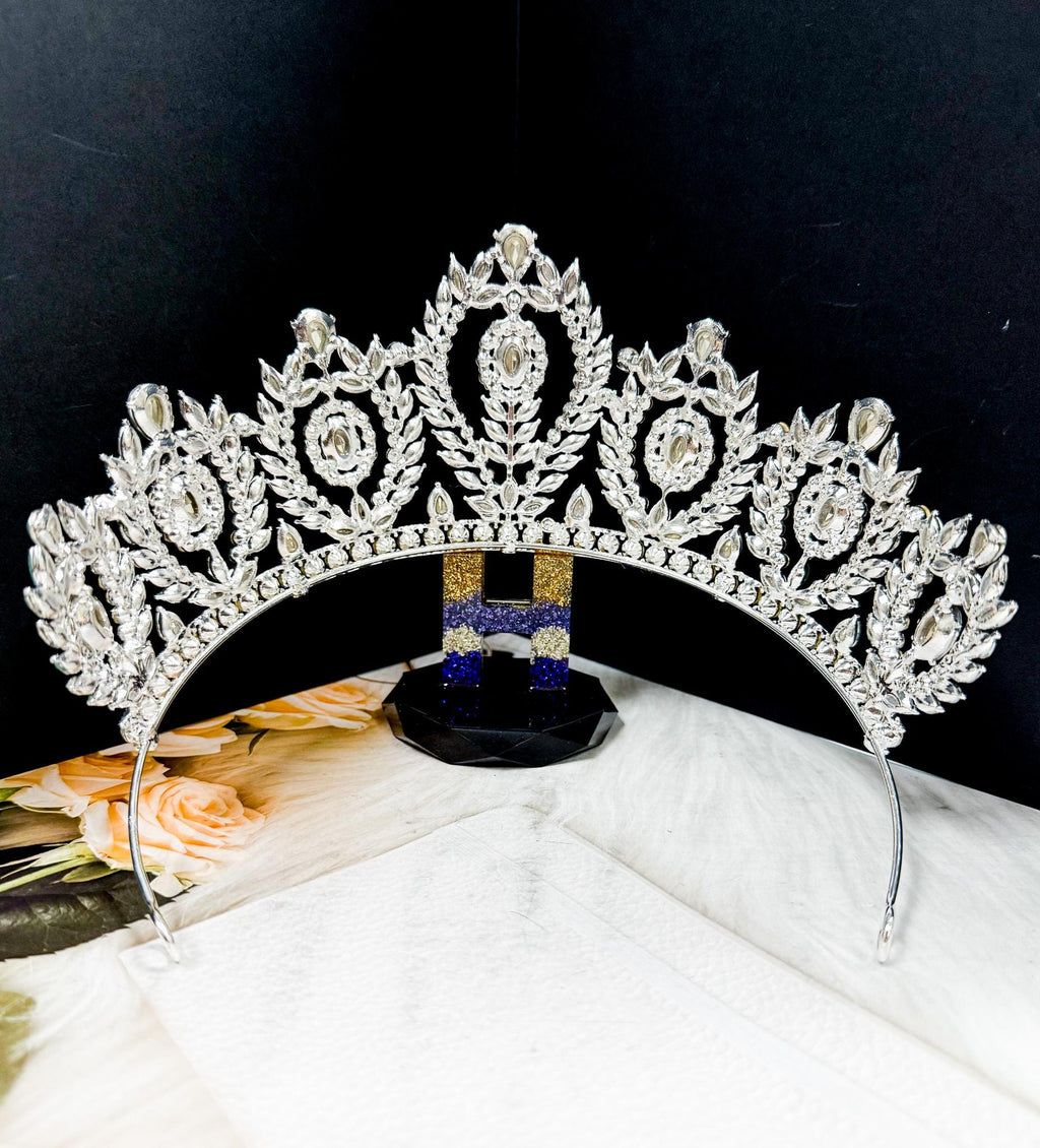 Emerald Gemstone Princess Tiara: Silver-Plated Wedding Crown