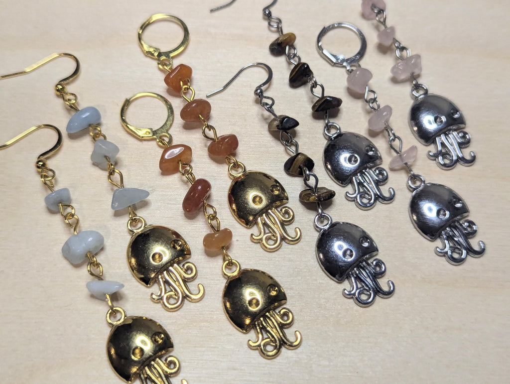 NoctemPottery Jellyfish Ocean Beach Charm Stainless Steel Dangle Earrings