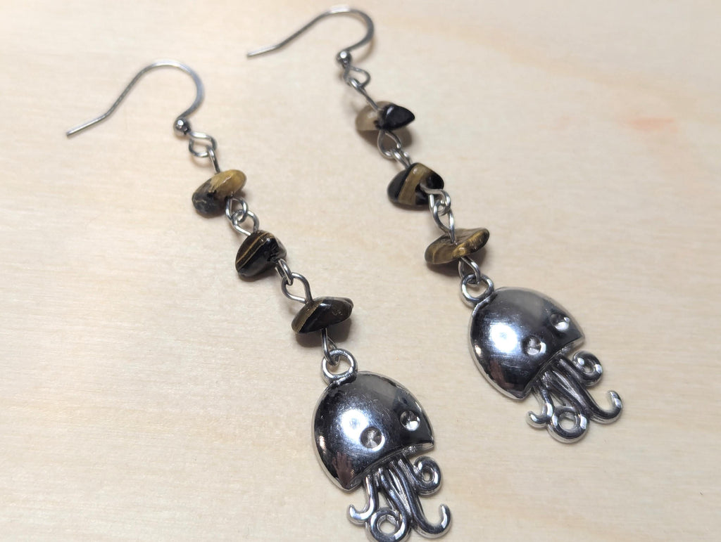 NoctemPottery Jellyfish Ocean Beach Charm Stainless Steel Dangle Earrings