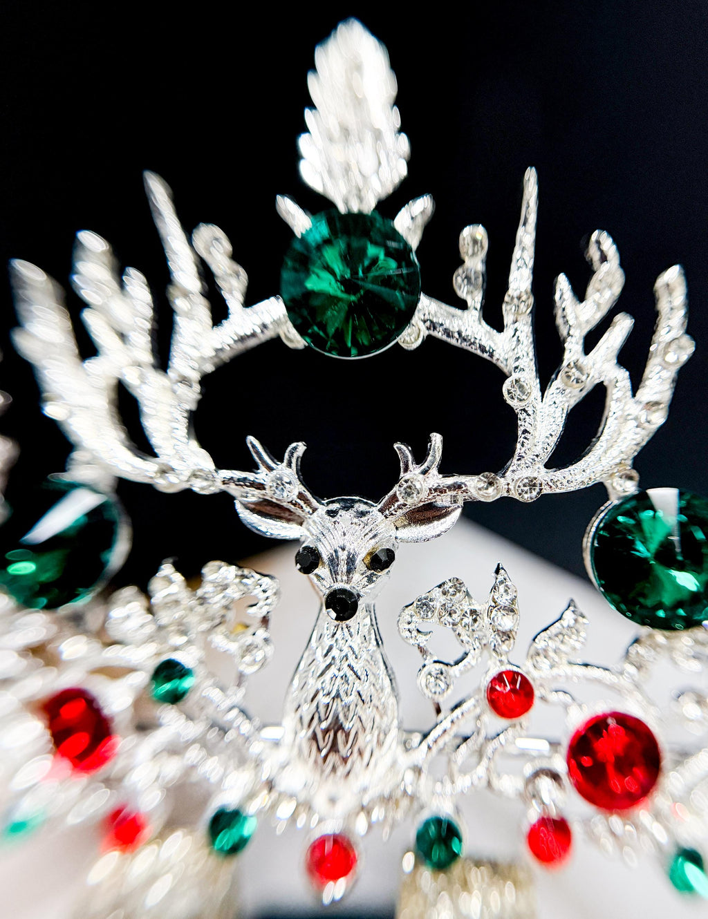 HappyJewelryWorld Christmas Reindeer Crystal Tiara Jeweled Holiday Crown