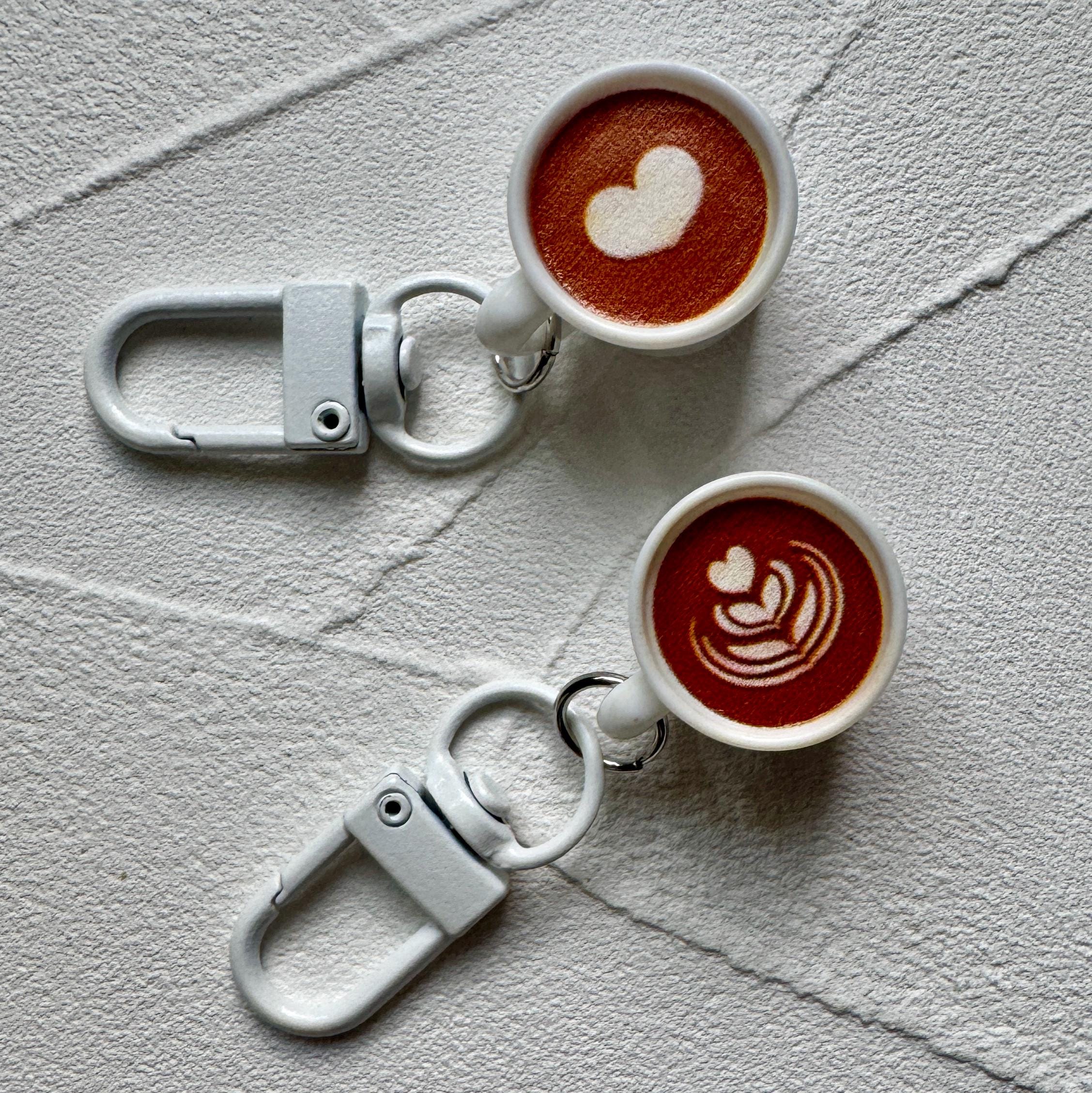 VanillaStarCafe Espresso Latte Art Charm Keychain