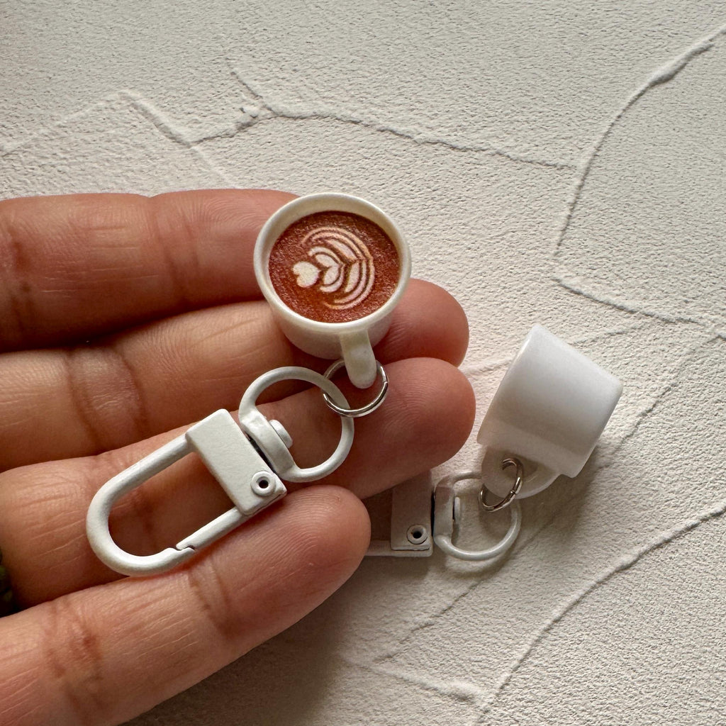 VanillaStarCafe Espresso Latte Art Charm Keychain