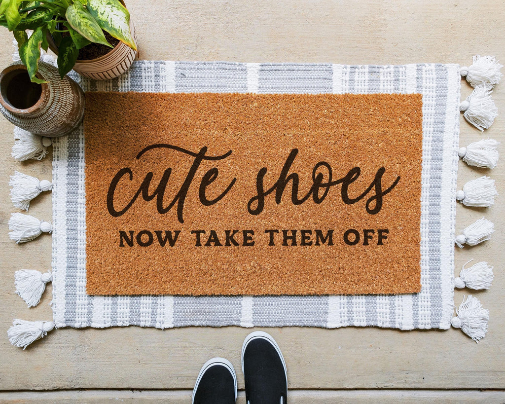 HamlinRowShop Cute Shoes Coir Doormat Natural Fiber Anti-Slip