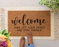 HamlinRowShop Coir Welcome Doormat - Take Off Your Shoes Stay Awhile