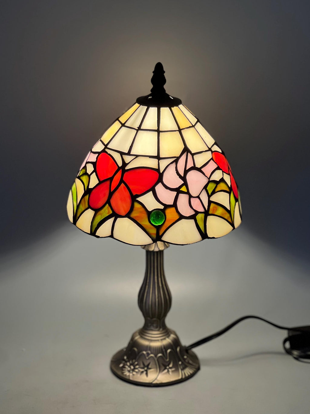 U2Antique Floral Tiffany Stained Glass Table Lamp