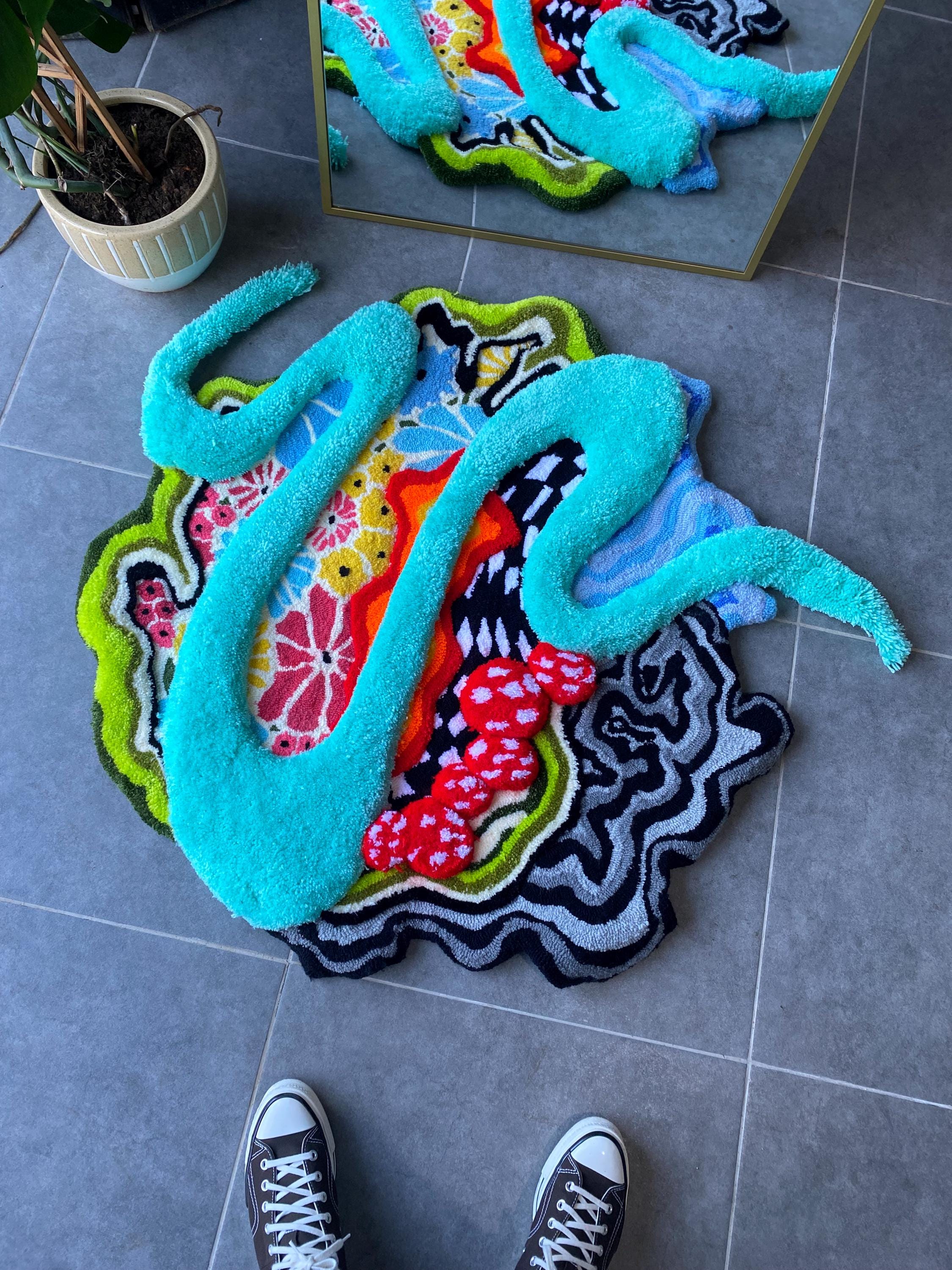 OrnnWorks The Backyard 3D Fluffy Handmade Tufted Rug