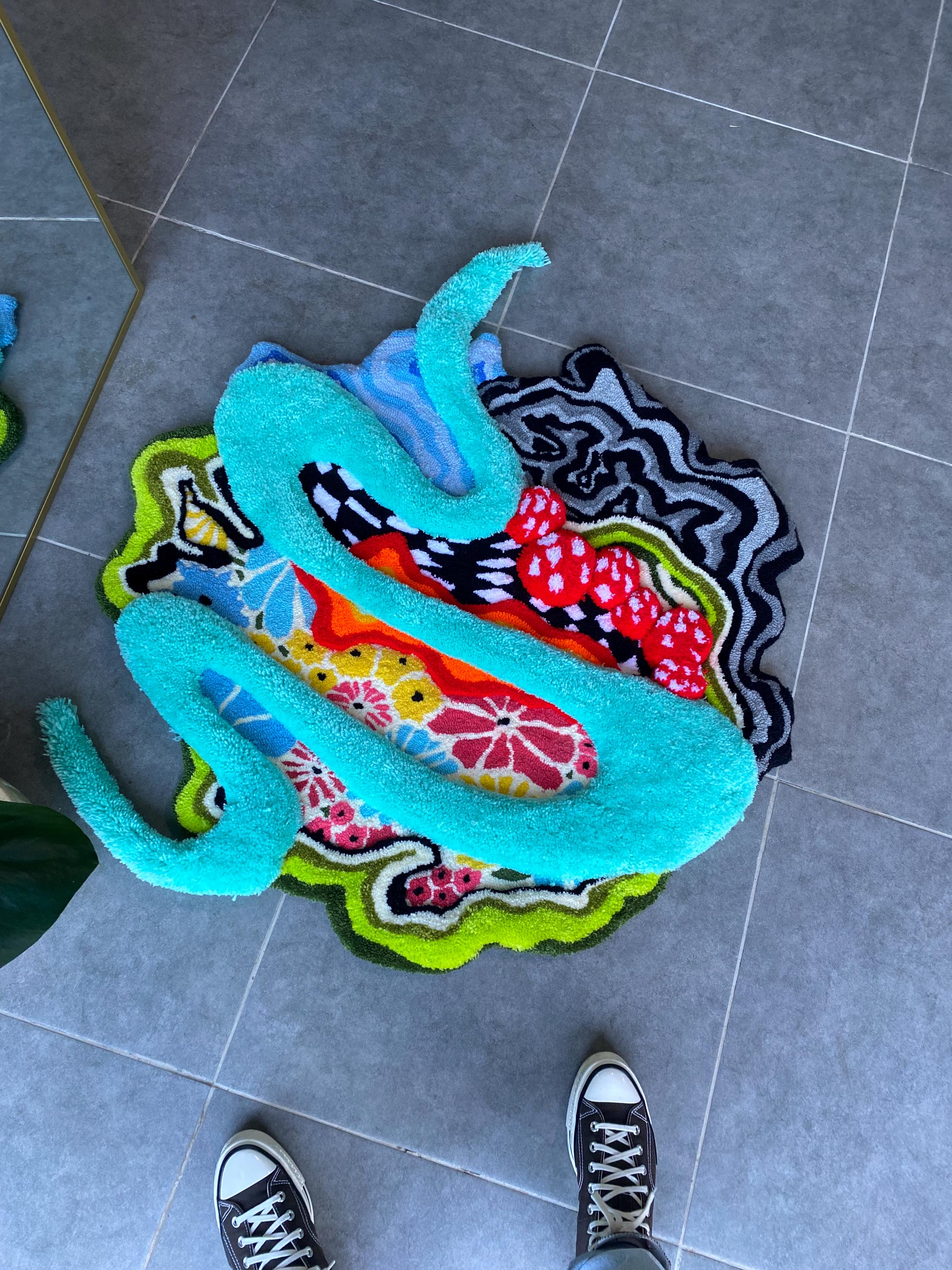 OrnnWorks The Backyard 3D Fluffy Handmade Tufted Rug