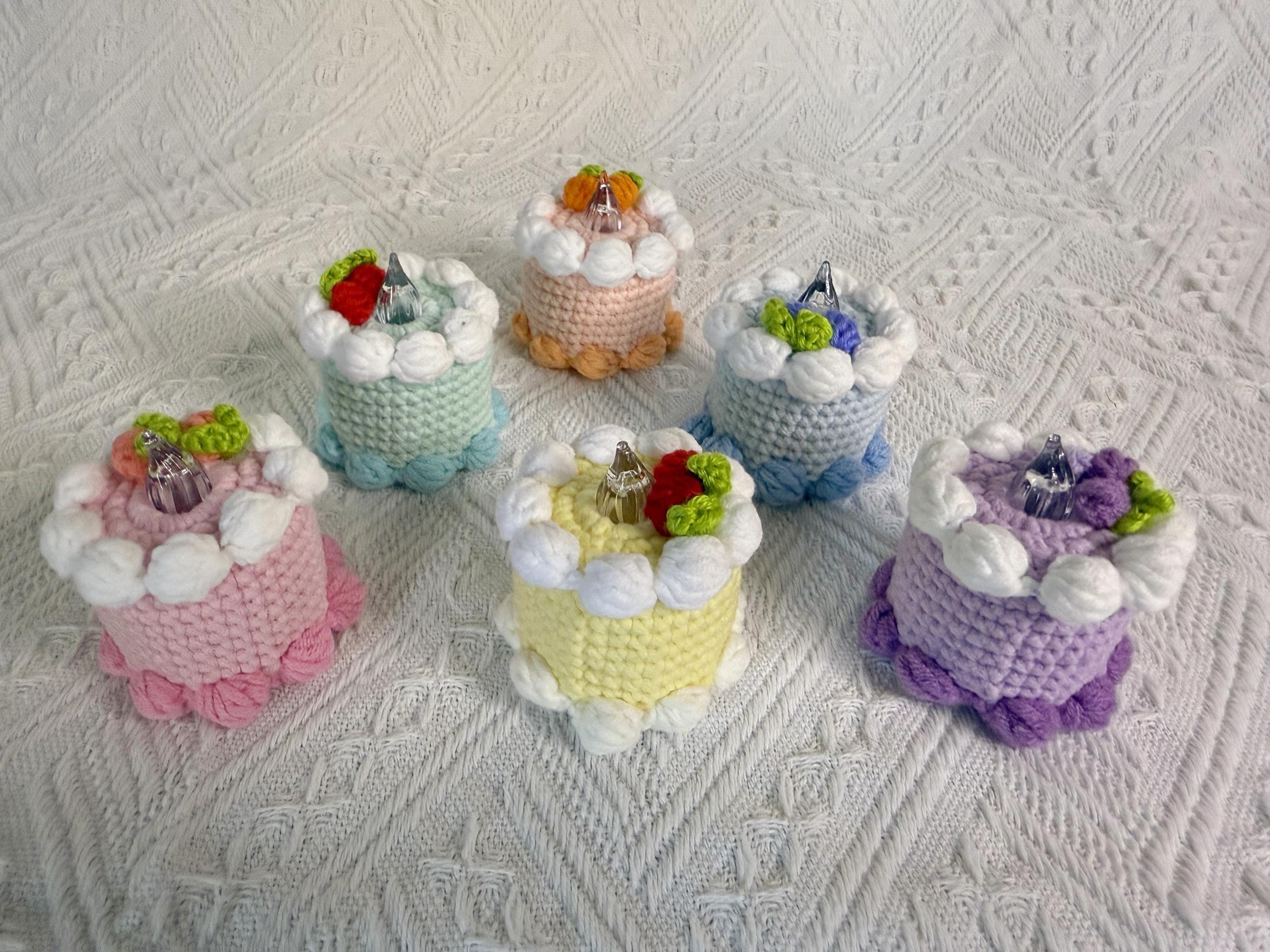 CrochetRecipe Handmade Crochet Birthday Cake Night Light 2.5in Pink