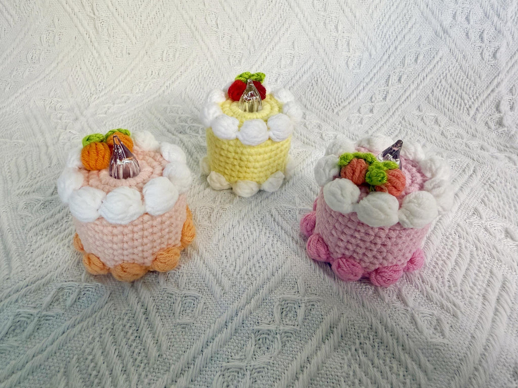 CrochetRecipe Handmade Crochet Birthday Cake Night Light 2.5in Pink