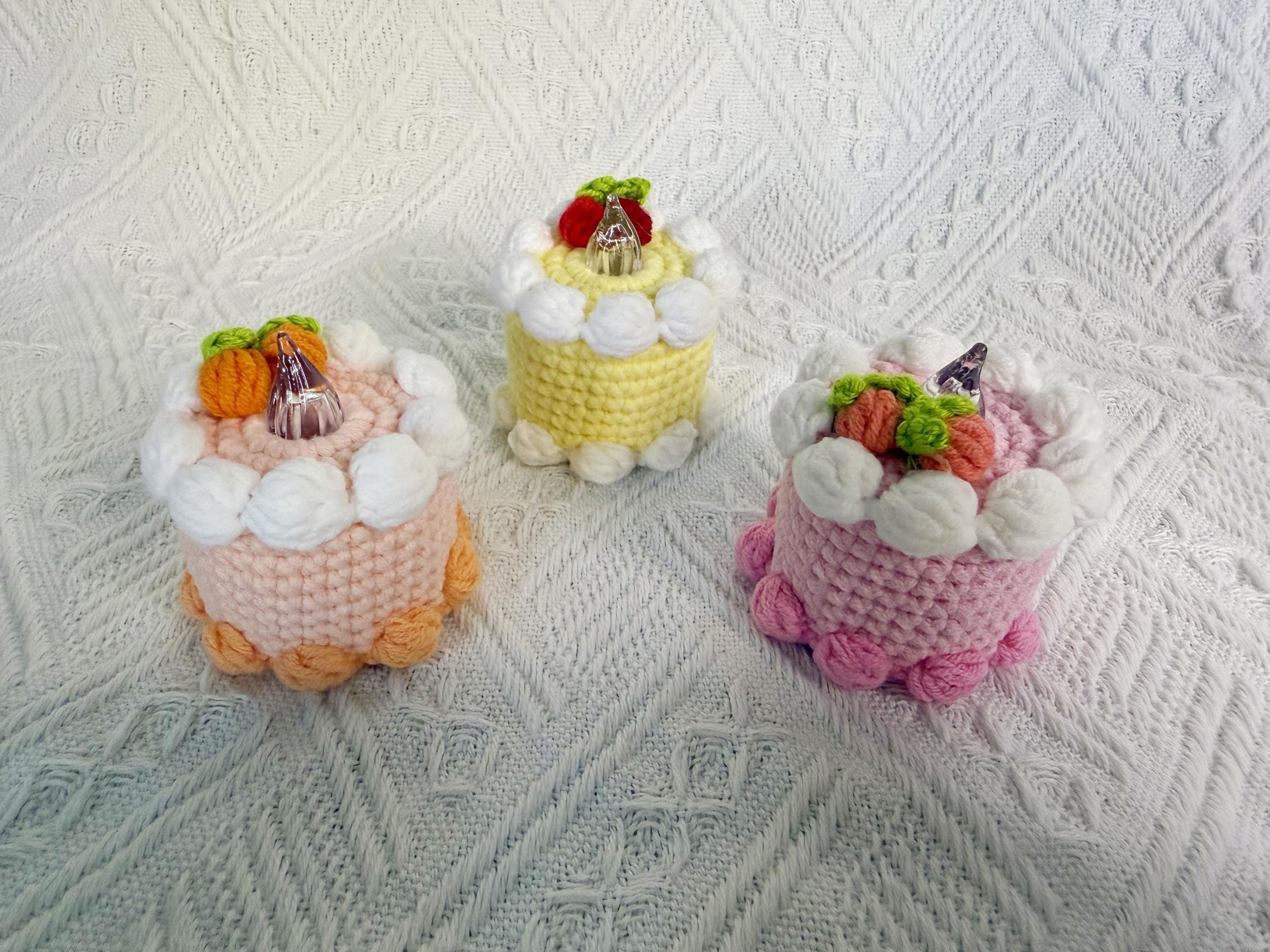 CrochetRecipe Handmade Crochet Birthday Cake Night Light 2.5in Pink