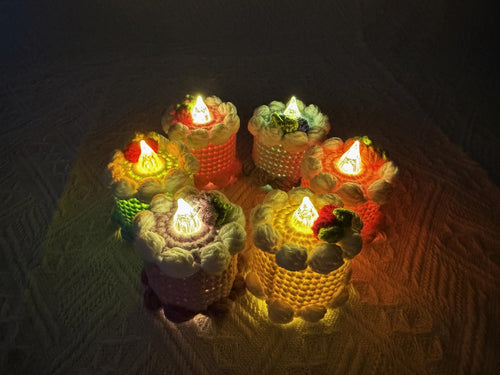 CrochetRecipe Handmade Crochet Birthday Cake Night Light 2.5in Pink