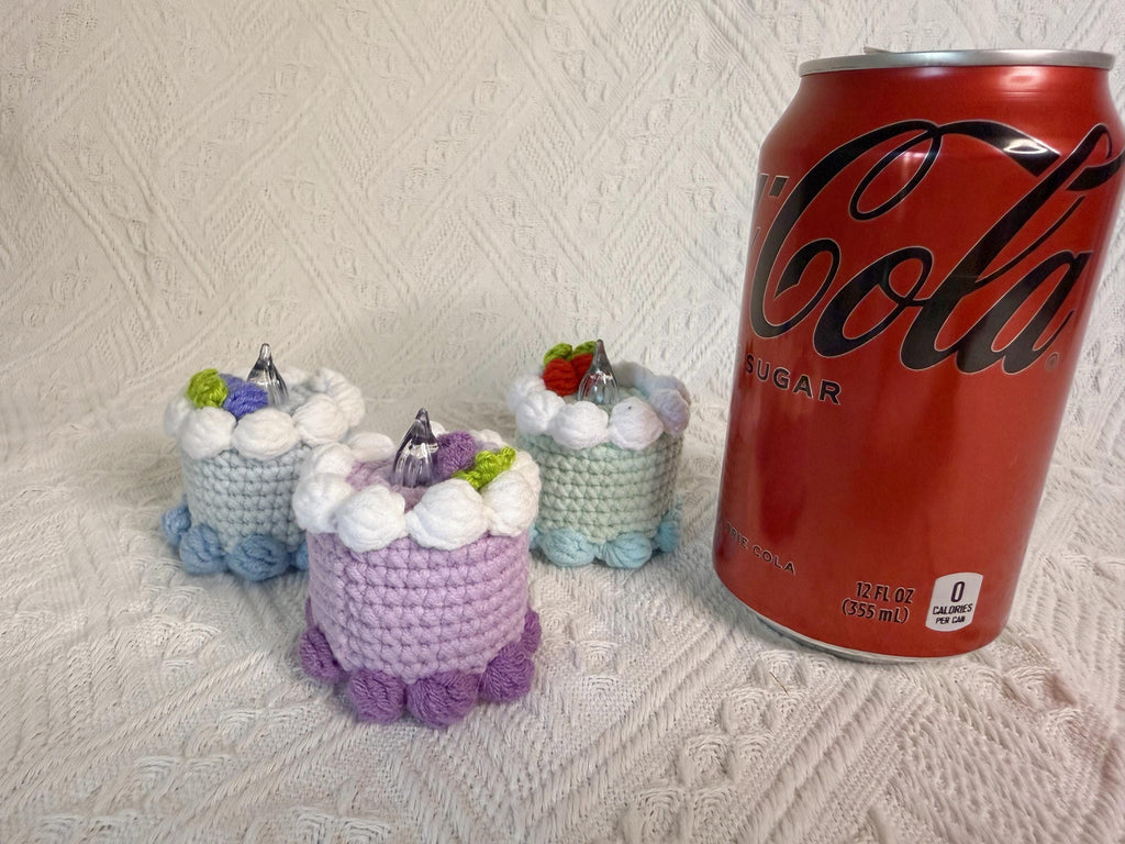 CrochetRecipe Handmade Crochet Birthday Cake Night Light 2.5in Pink