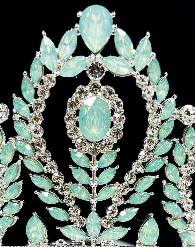Emerald Gemstone Princess Tiara: Silver-Plated Wedding Crown