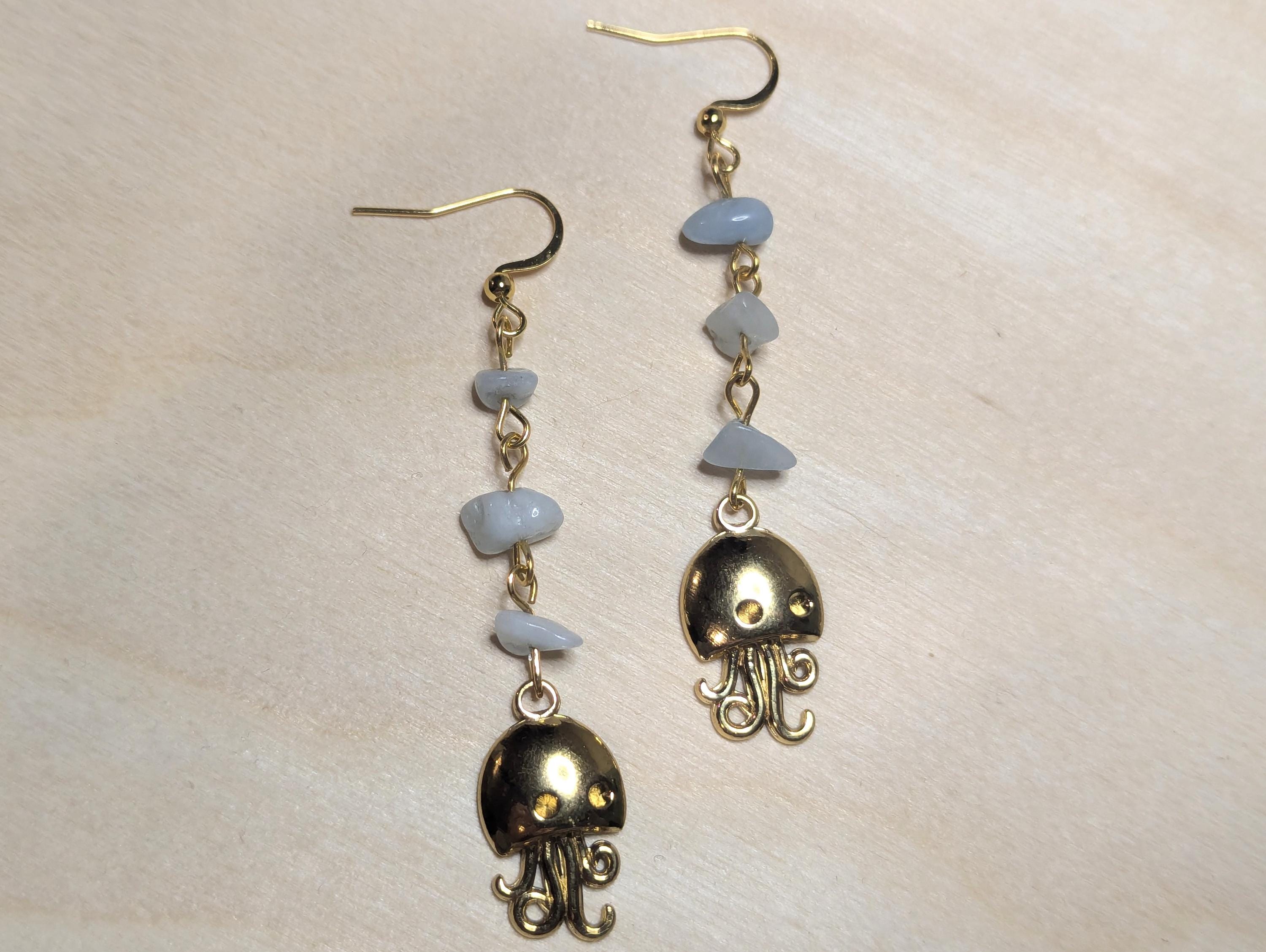 NoctemPottery Jellyfish Ocean Beach Charm Stainless Steel Dangle Earrings