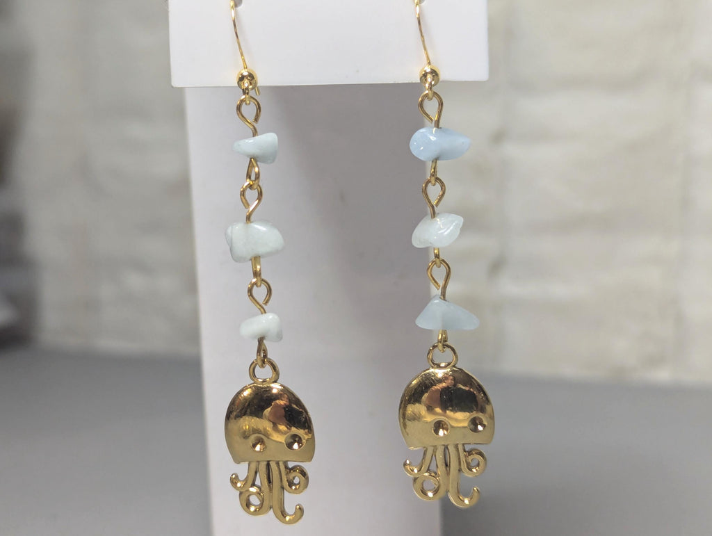 NoctemPottery Jellyfish Ocean Beach Charm Stainless Steel Dangle Earrings