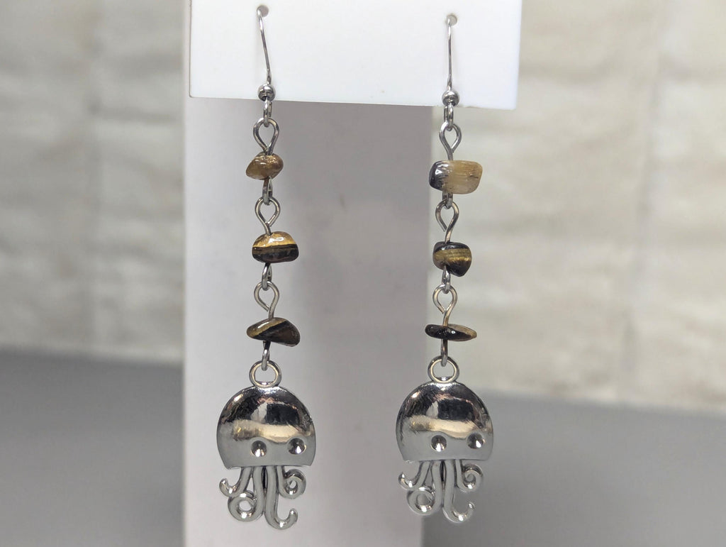 NoctemPottery Jellyfish Ocean Beach Charm Stainless Steel Dangle Earrings