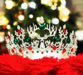 HappyJewelryWorld Christmas Reindeer Crystal Tiara Jeweled Holiday Crown