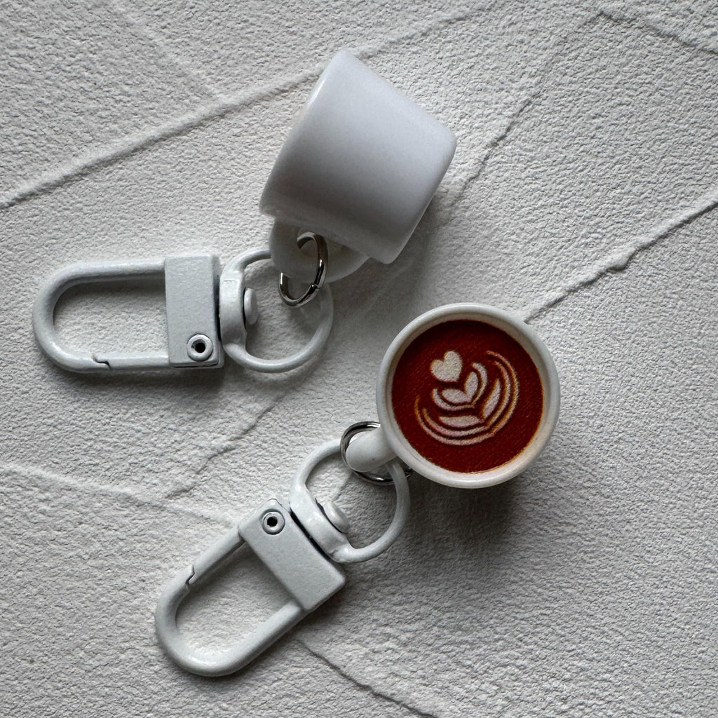 VanillaStarCafe Espresso Latte Art Charm Keychain