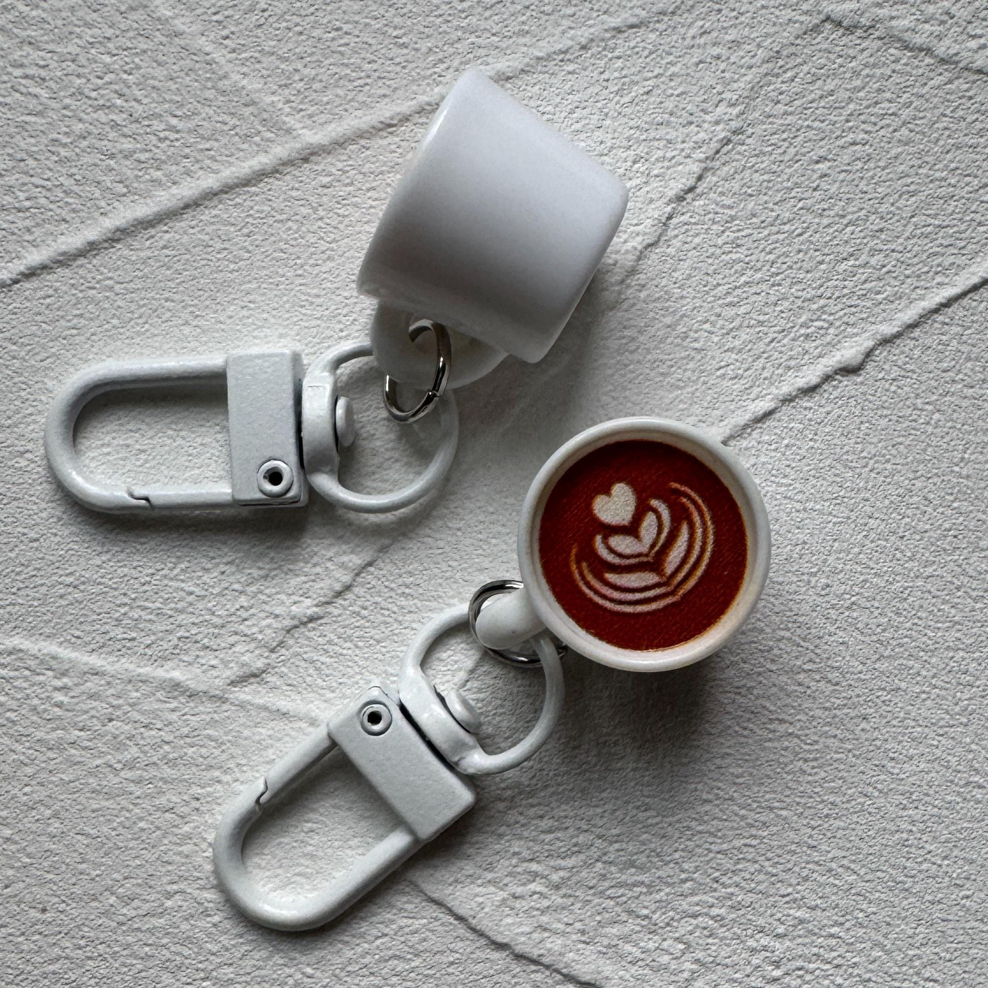 VanillaStarCafe Espresso Latte Art Charm Keychain