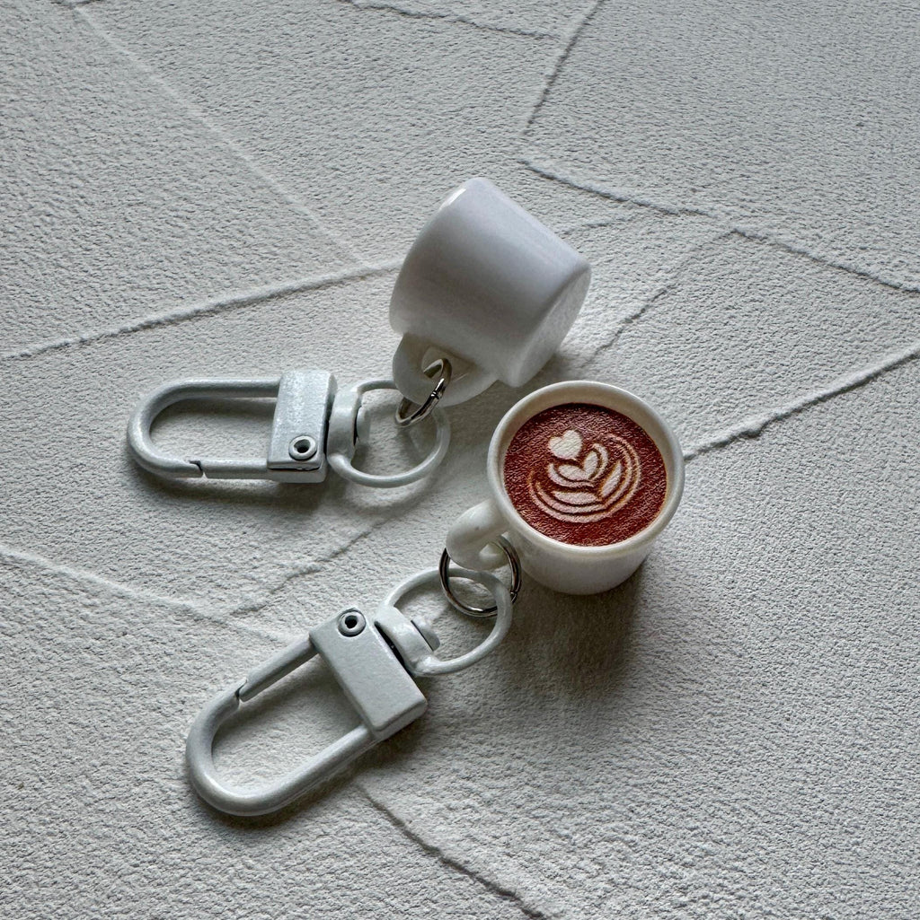 VanillaStarCafe Espresso Latte Art Charm Keychain