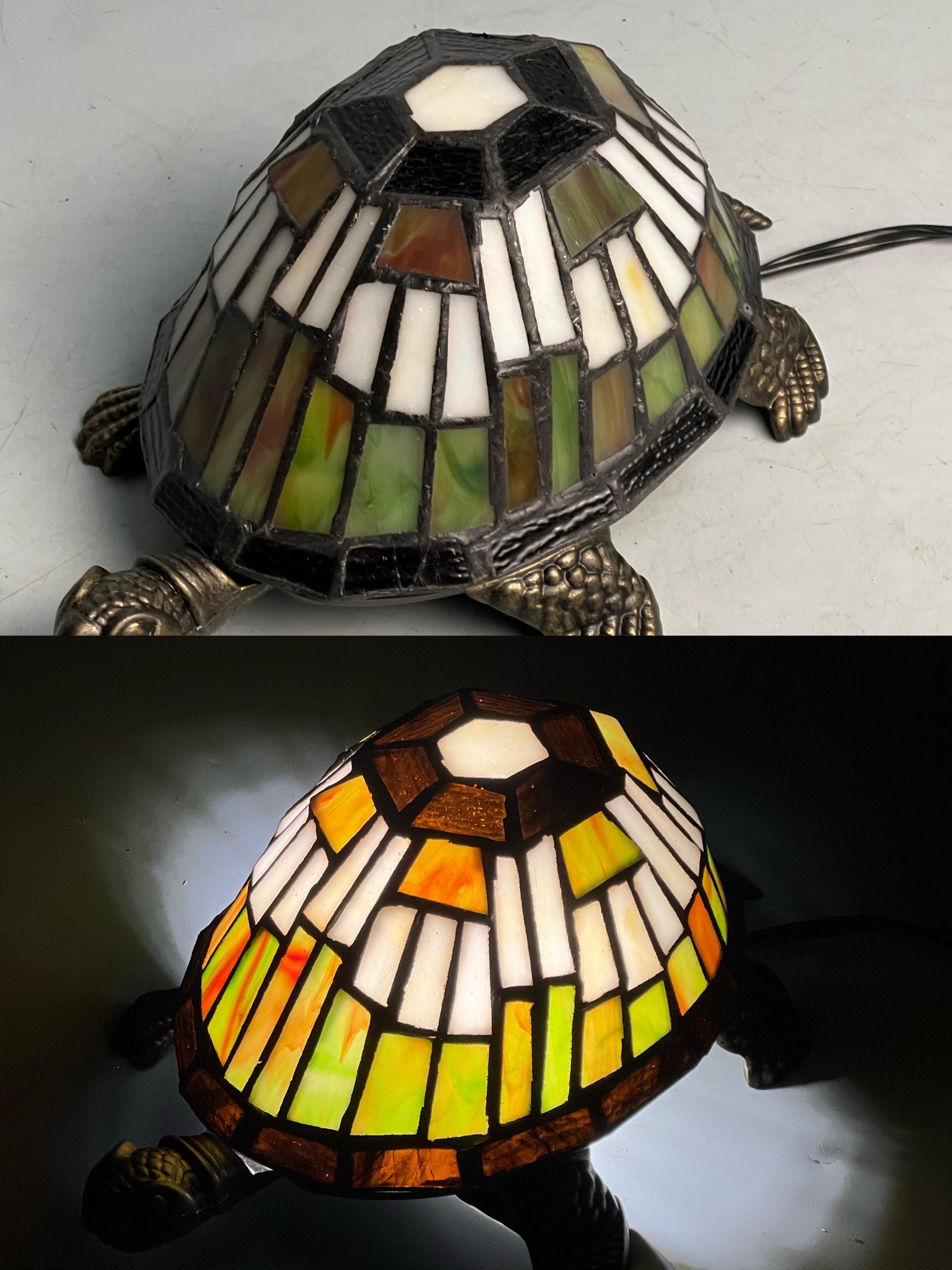 Turtle Tiffany Table Lamp Antique Stained Glass Decorative Night Light