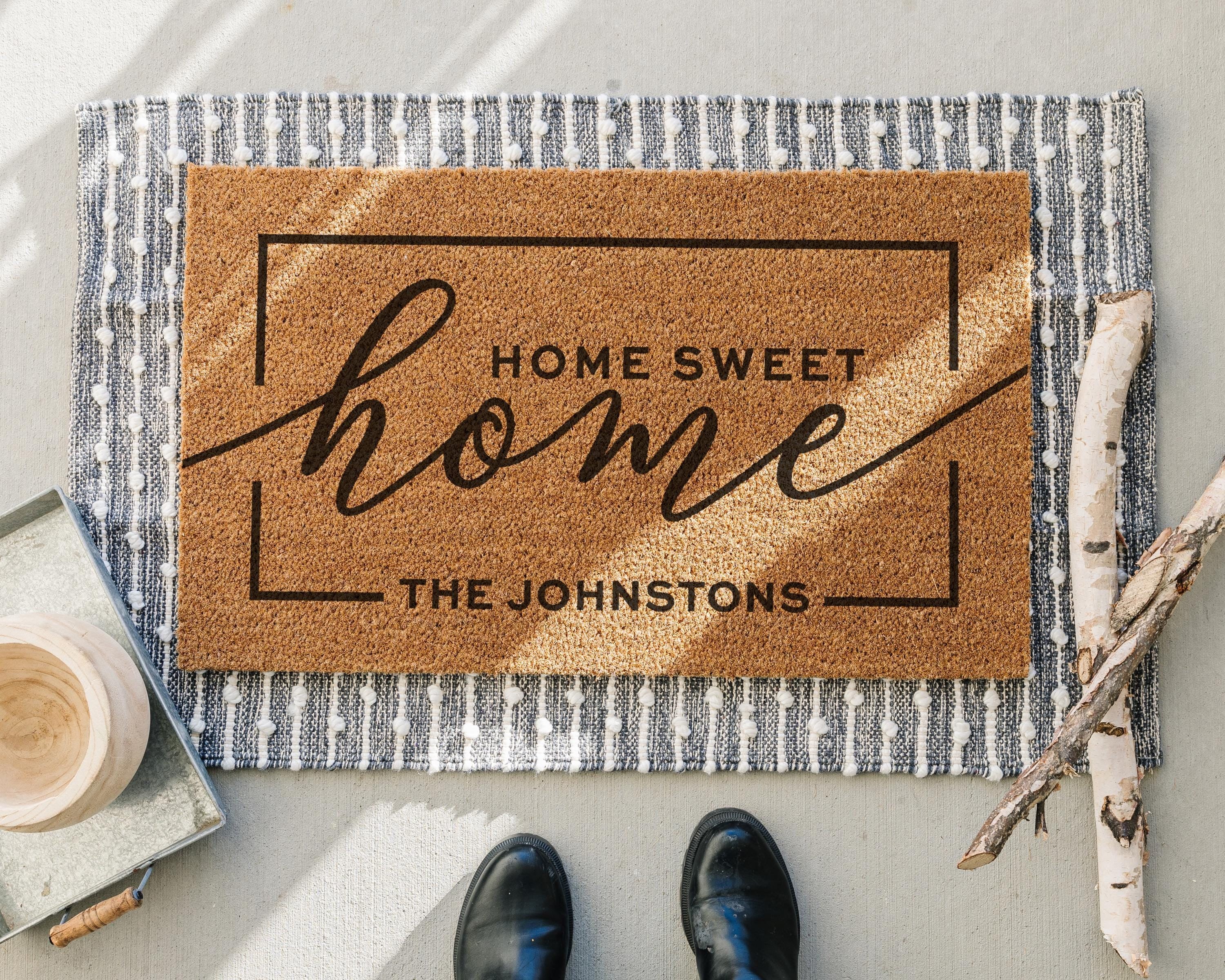 Personalized Home Sweet Home Doormat - Coir, Custom Sizes 16x24 to 24x36 in