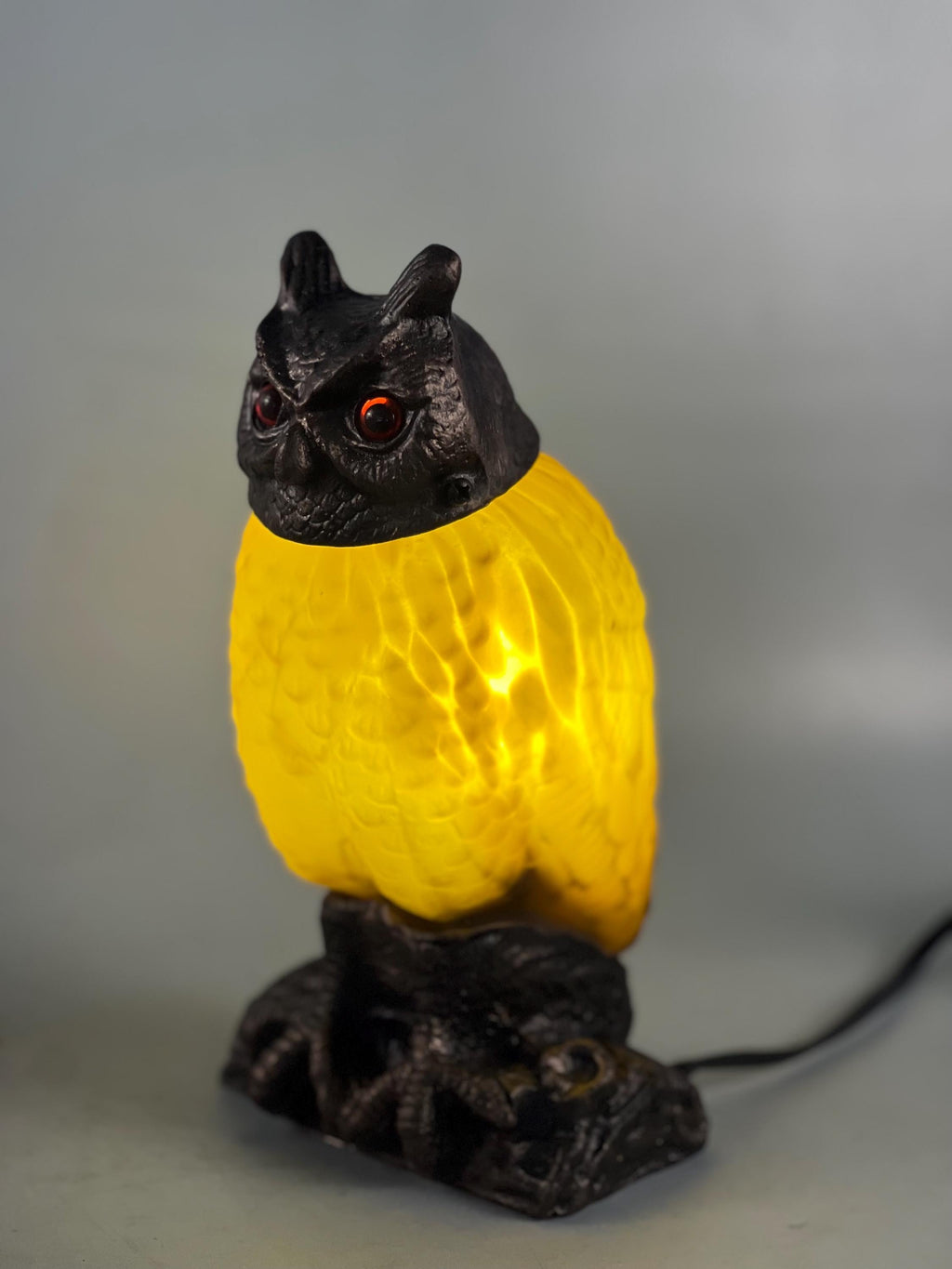 U2Antique Night Owl Stained Glass Tiffany Table Lamp 10in
