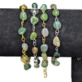NoctemPottery Moss & India Agate Beaded Bracelet with Spiral Charms