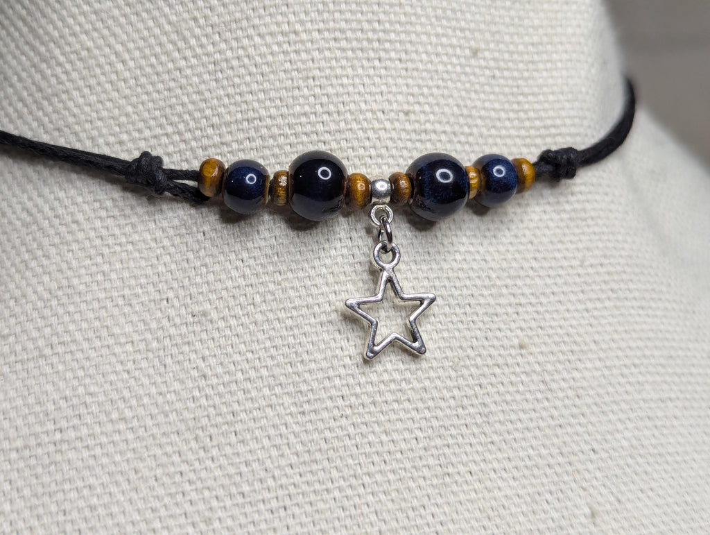 NoctemPottery Ceramic Beaded Star Charm Pendant Boho Choker