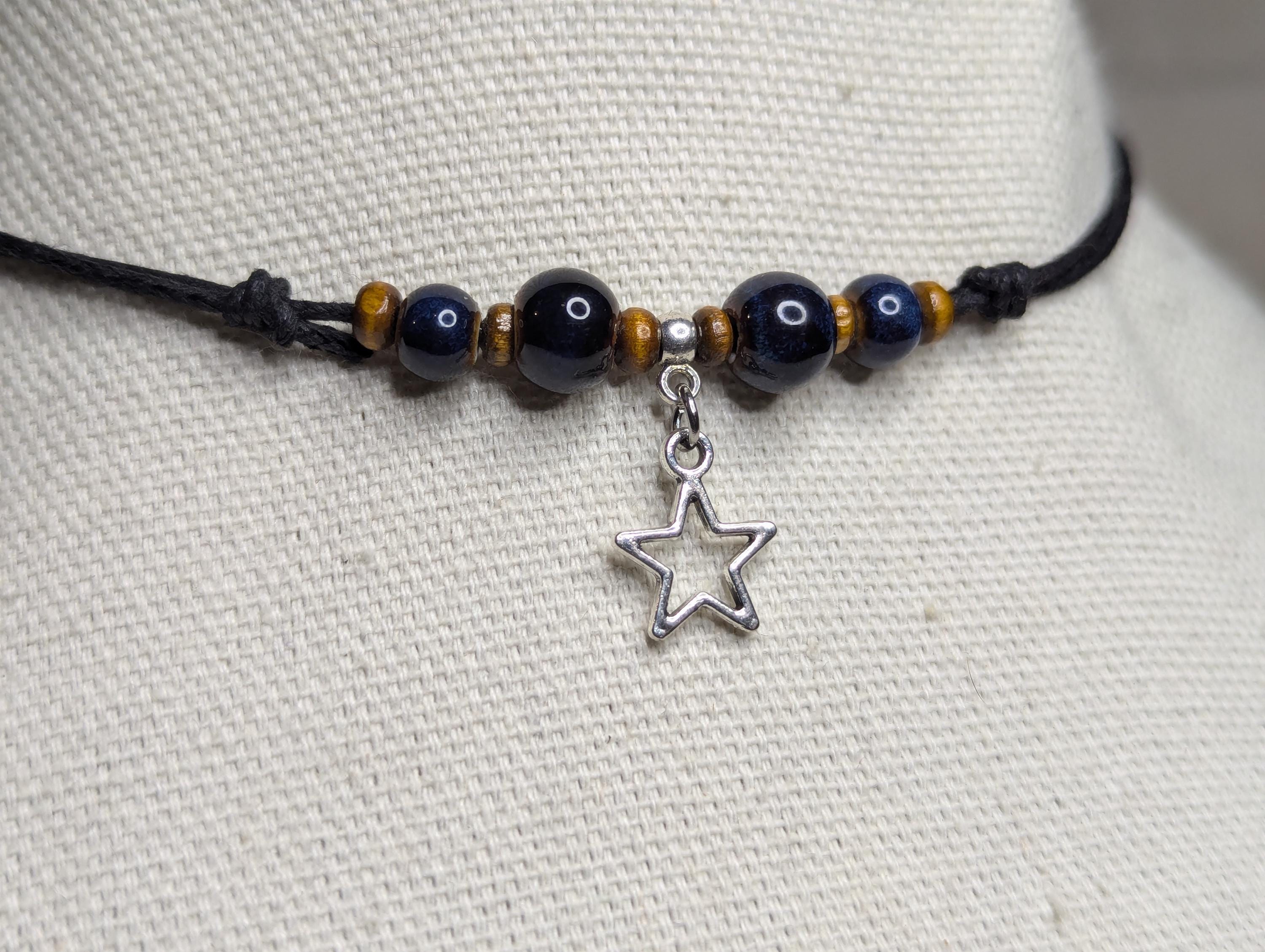 NoctemPottery Ceramic Beaded Star Charm Pendant Boho Choker
