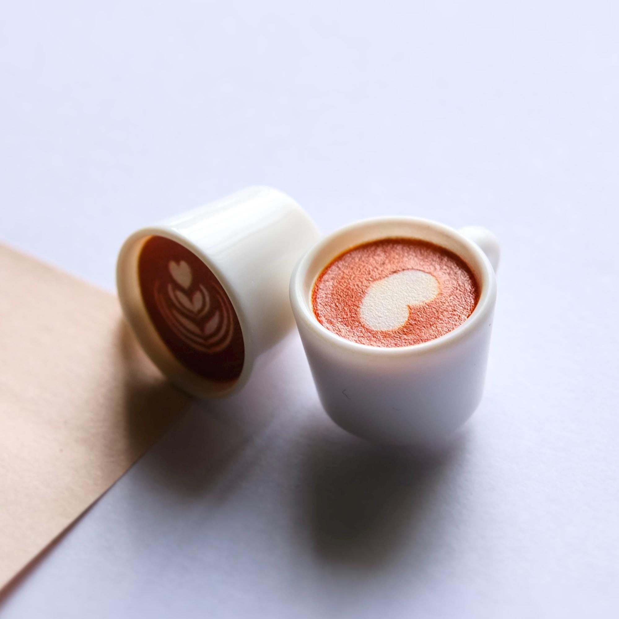 VanillaStarCafe Espresso Latte Art Magnets 2-Pack White Ceramic