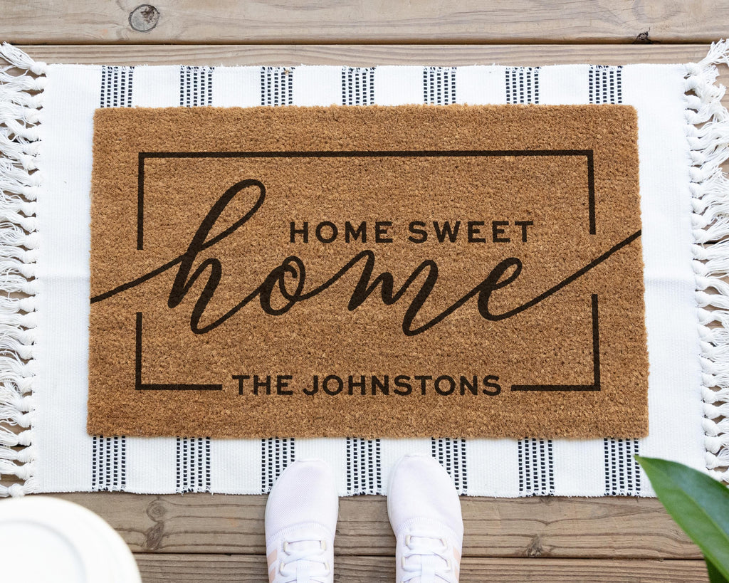 Personalized Home Sweet Home Doormat - Coir, Custom Sizes 16x24 to 24x36 in
