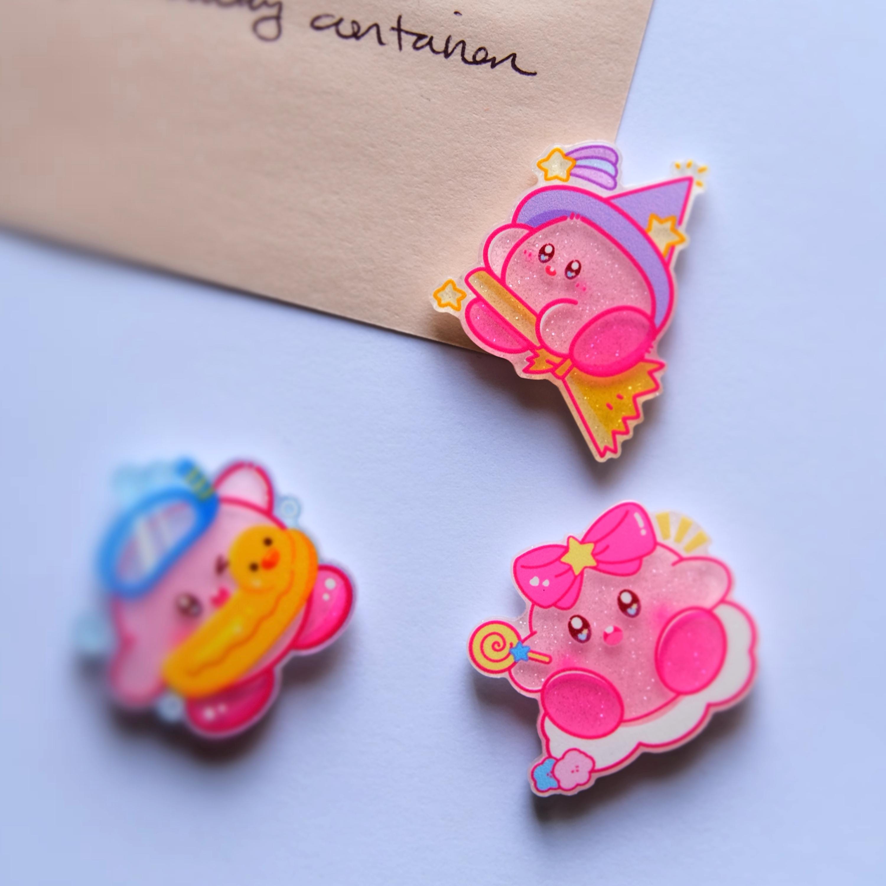 VanillaStarCafe Illustrated Kirby Magnets Neodymium 1in Set of 2